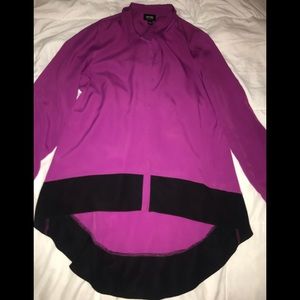 Purple High Low Button Up